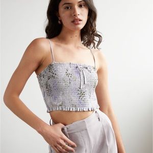 Aritzia Wilfred Smocked Crop Tank